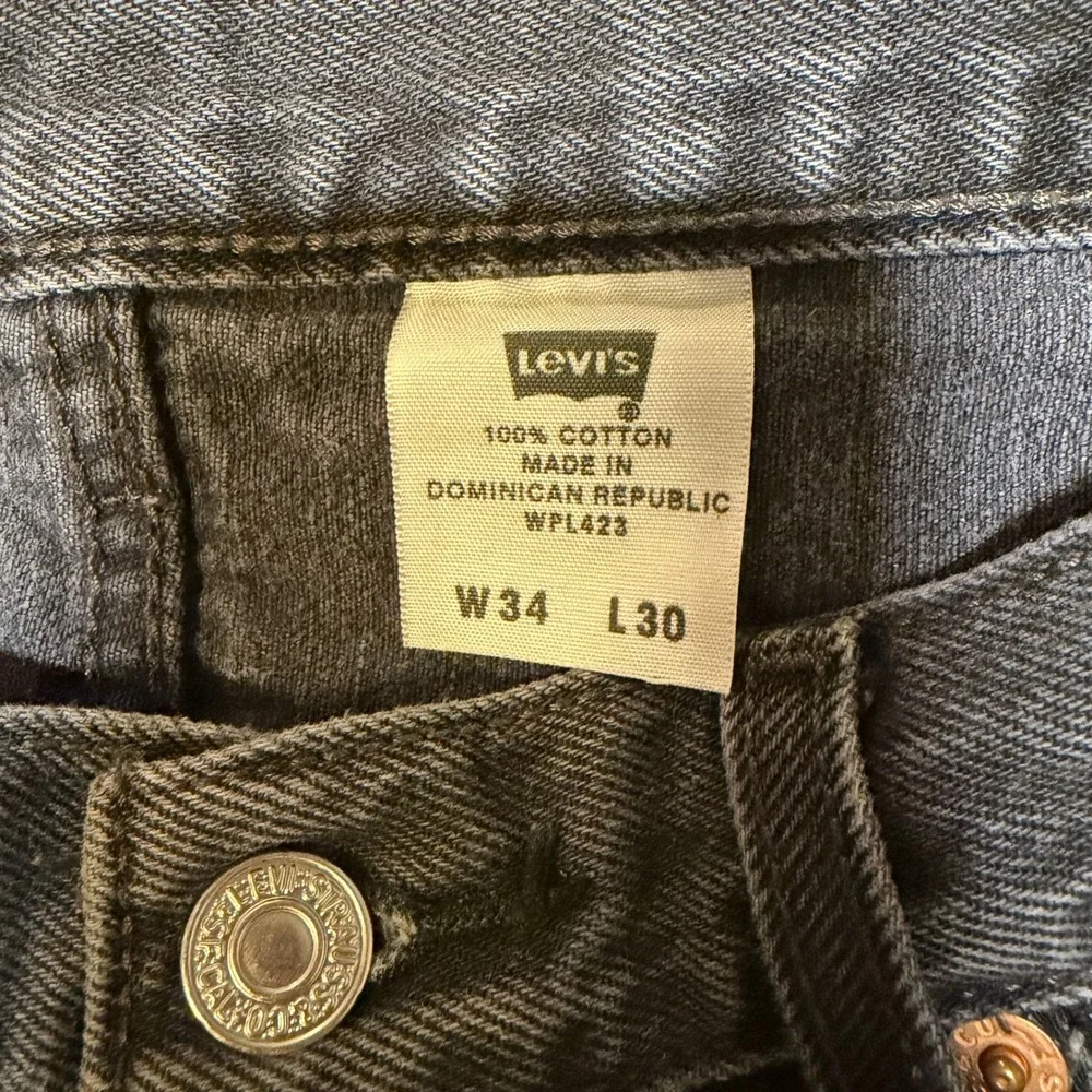 Vintage Levis 501 Original Fit Straight Leg Faded Black Jeans Button Fly 34x30
